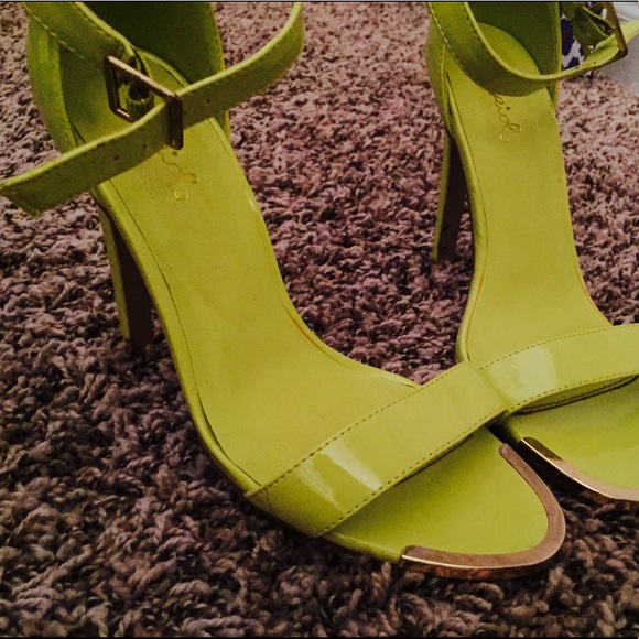 neon strappy sandals